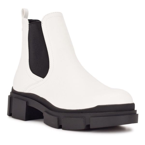 Nine West Abra Chelsea Lug Sole White Ankle Boots | Ireland 86Y60-3S95